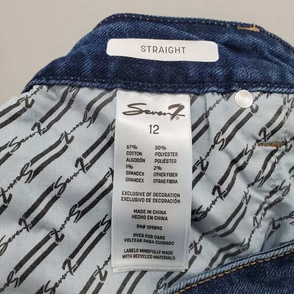 Seven7 90's Straight Jean Women's Dark Wash High‎ Rise Relaxed Denim NWT Size 12 - Picture 5 of 8